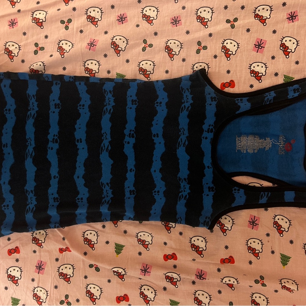 Blue and Black Striped Miley Cyrus Tank Top